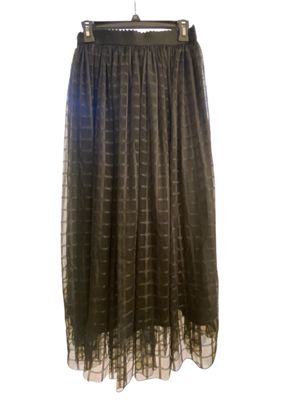 Shein Poéselle Scallop Waistband Geo Mesh Overlay Skirt